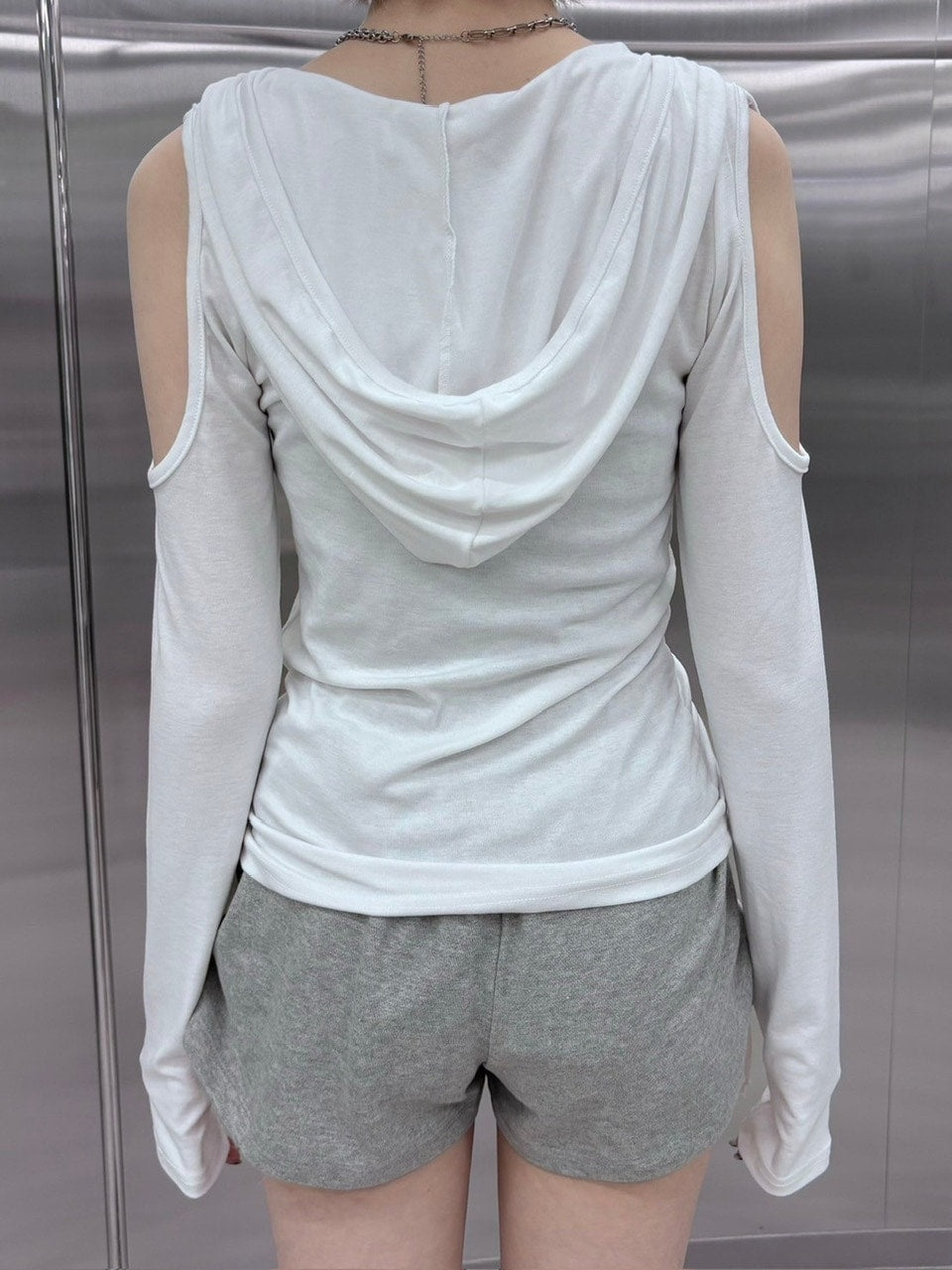【nmtc +】shoulder slit hooded long sleeve tee (3color)