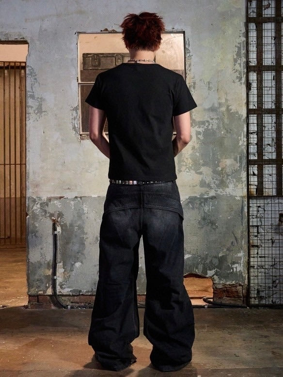 【IFEELLUCKY】Wide flare placket pants / 【アイフィールラッキー】ワイドフレアプラケットデニムパンツ