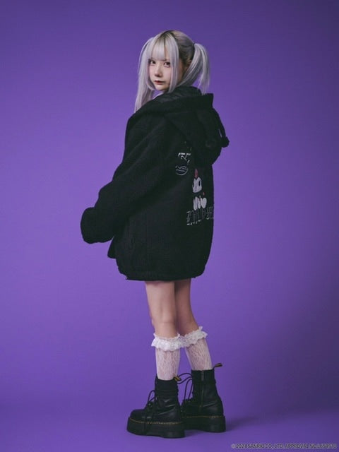 【GALFY×KUROMI】モコモコ丸ボアずきんパーカー / 【ガルフィー×クロミ】ファーロゴ長袖ジップアップパーカー