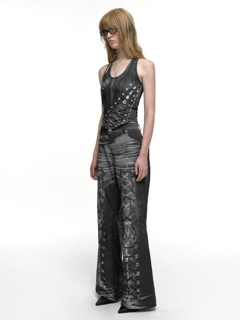 【NACHE】RACE UP PRINTED PANTS