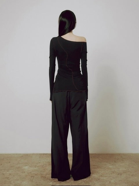 【FLAREUP】One-Shoulder Lettuce Stitch Cardigan