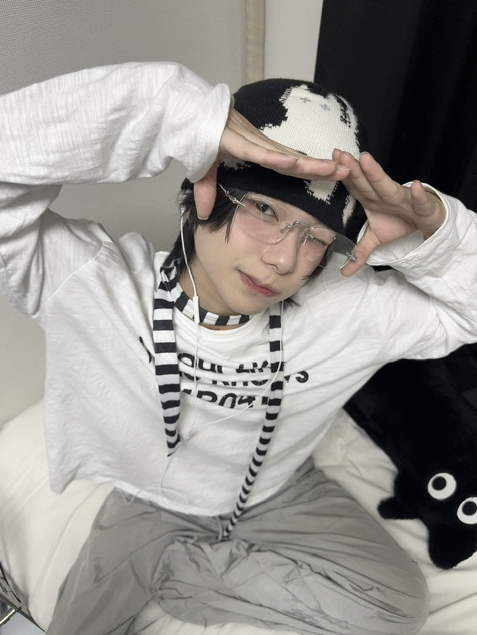 国際配送【LUV CODE】shadow cat beanie (2color)