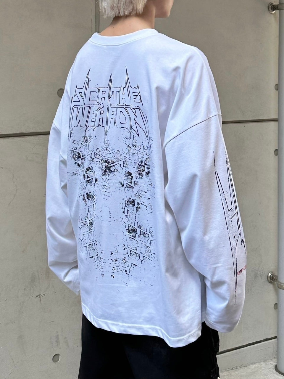 受注制【Chikashitsu +】oversized print long sleeve (2color) / 【チカシツプラス】オーバーサイズプリント長袖Tシャツ