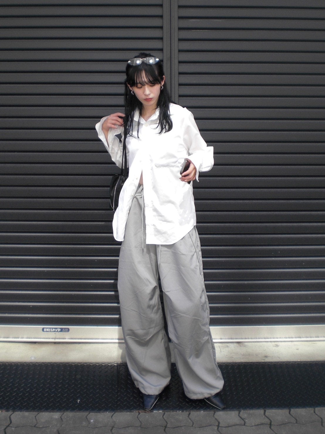 受注制【oaks】tuck design nylon wide pants (2color)