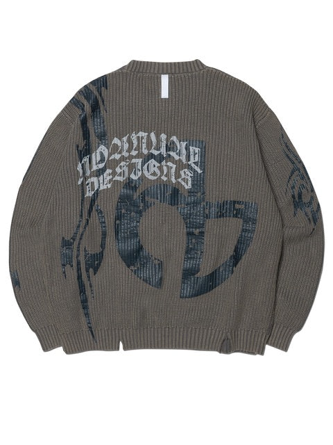 【NOMANUAL】OVERDYED TRIBAL KNIT SWEATER / 【ノーマニュアル】オーバーダイトライバルニット長袖セーター