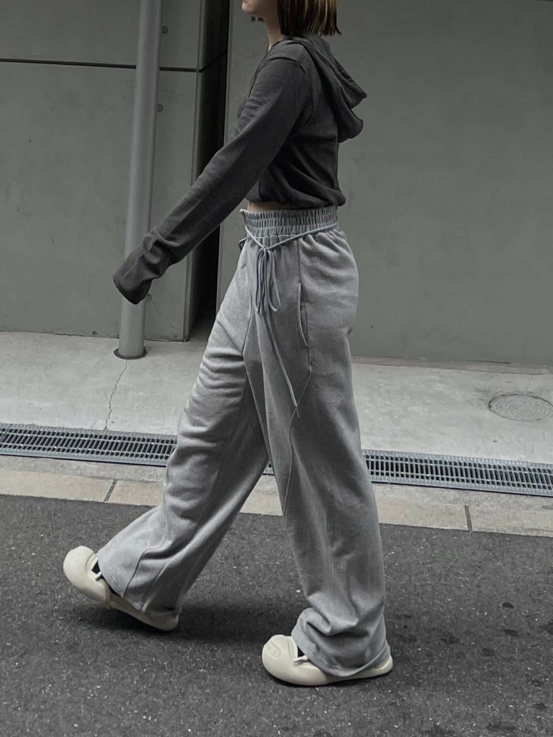 受注制【oaks】design ribbon wide sweat pants (3color)