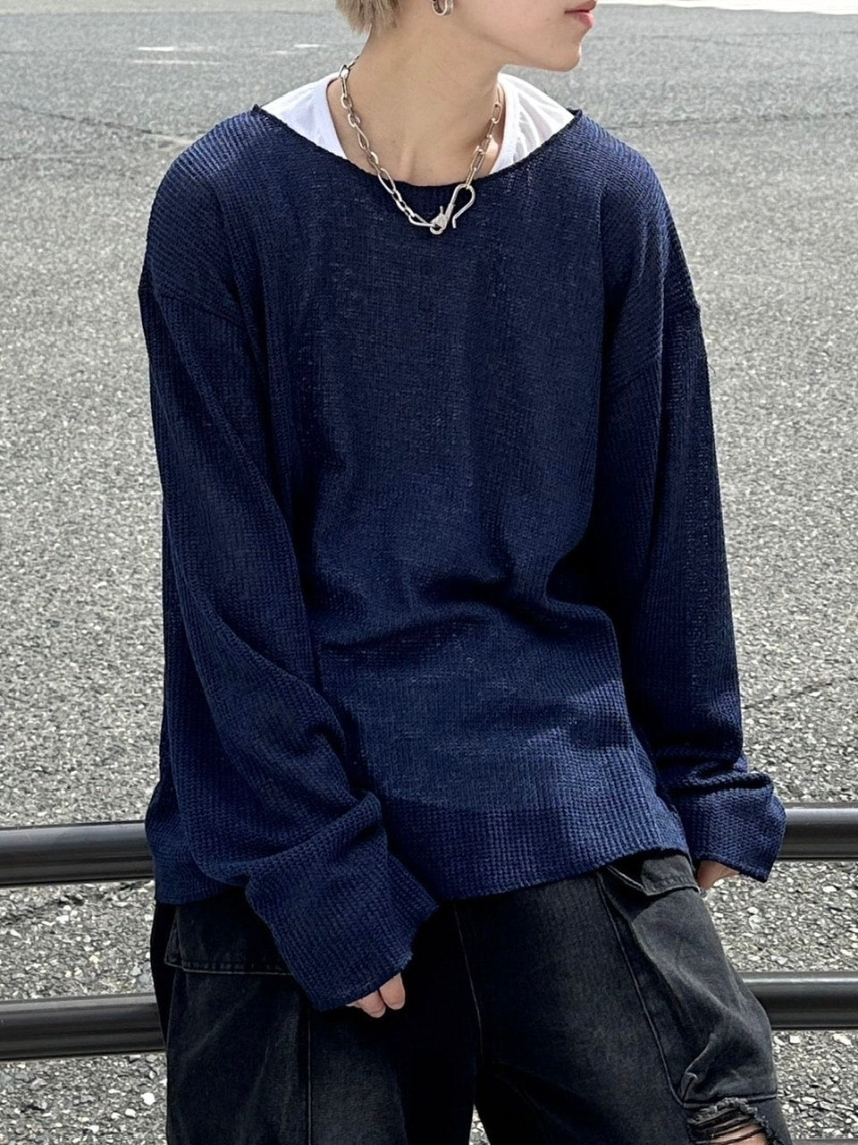 受注制【Chikashitsu +】wide neck light knit (4color)