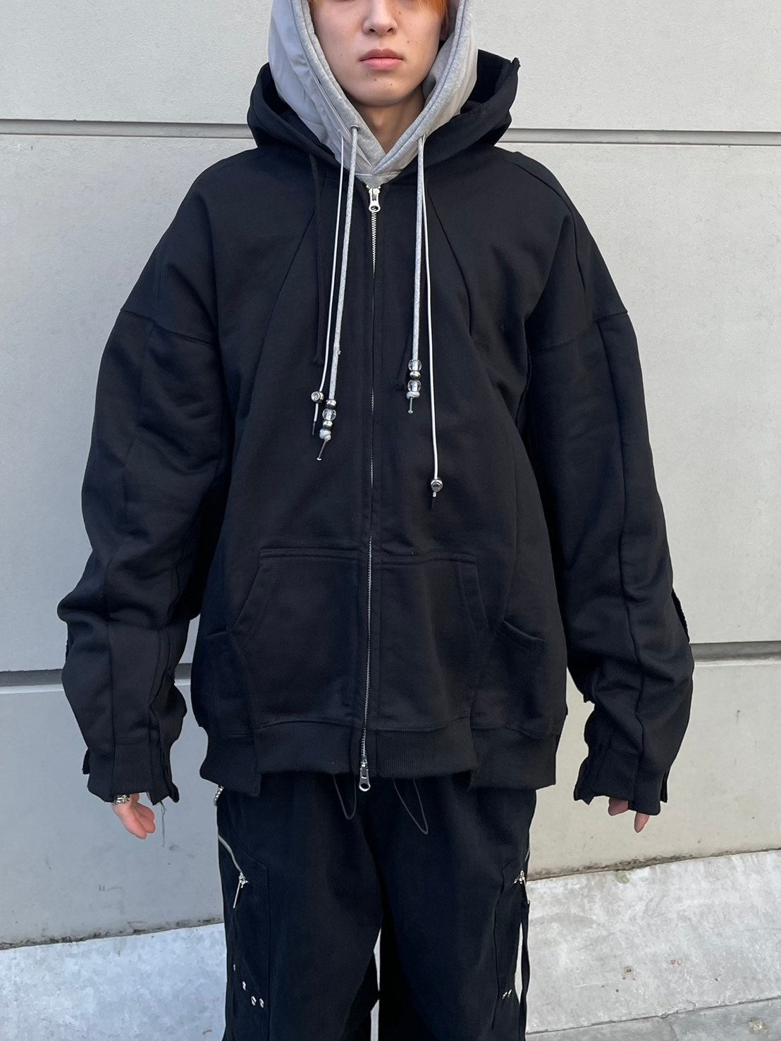 受注制【nmtc +】remake zip up hoodie 1 (2color) / 【エヌエムティーシープラス】リメイク長袖ジップアップパーカー