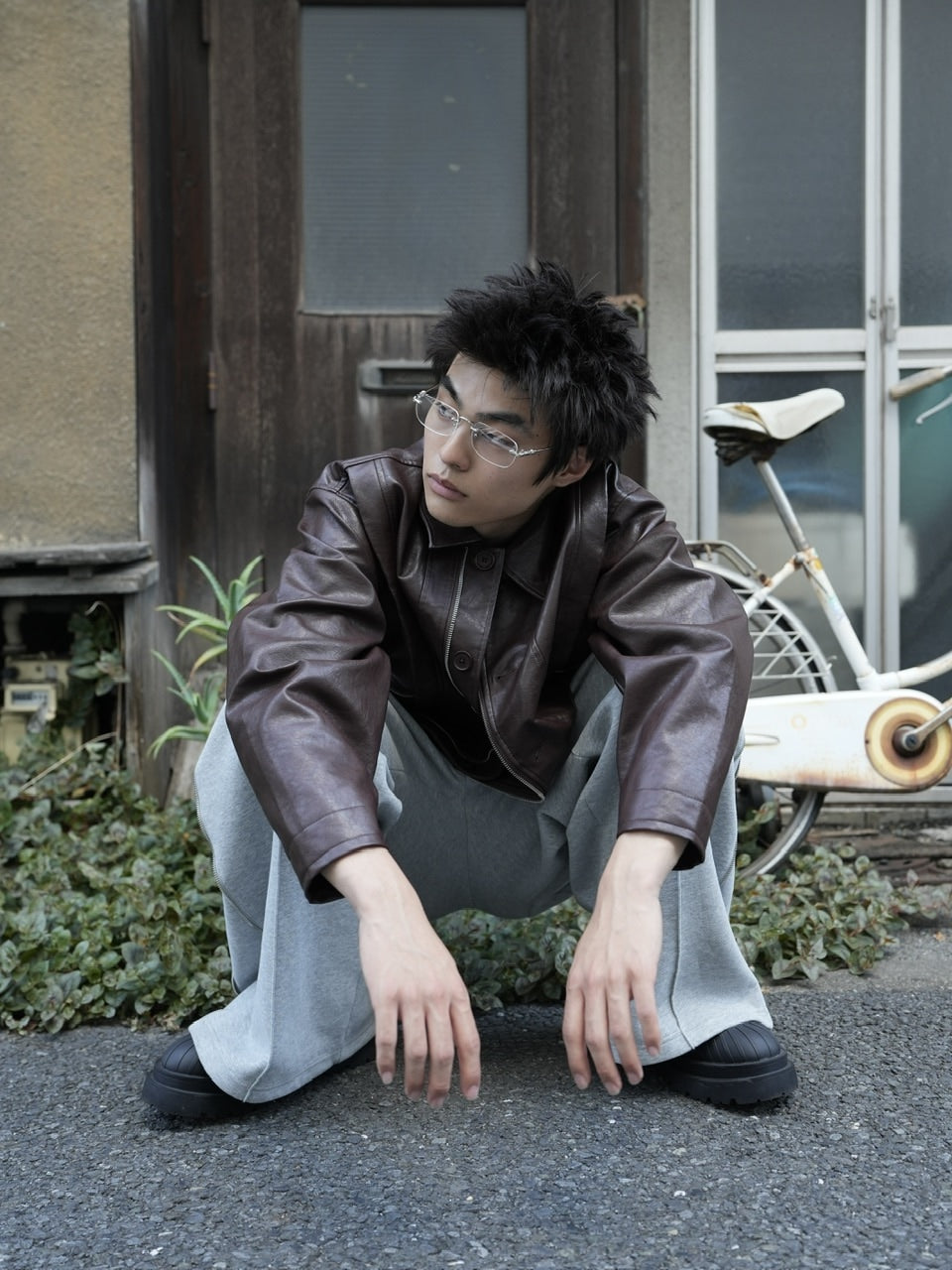 【CS】multi vegan leather blouson (brown)