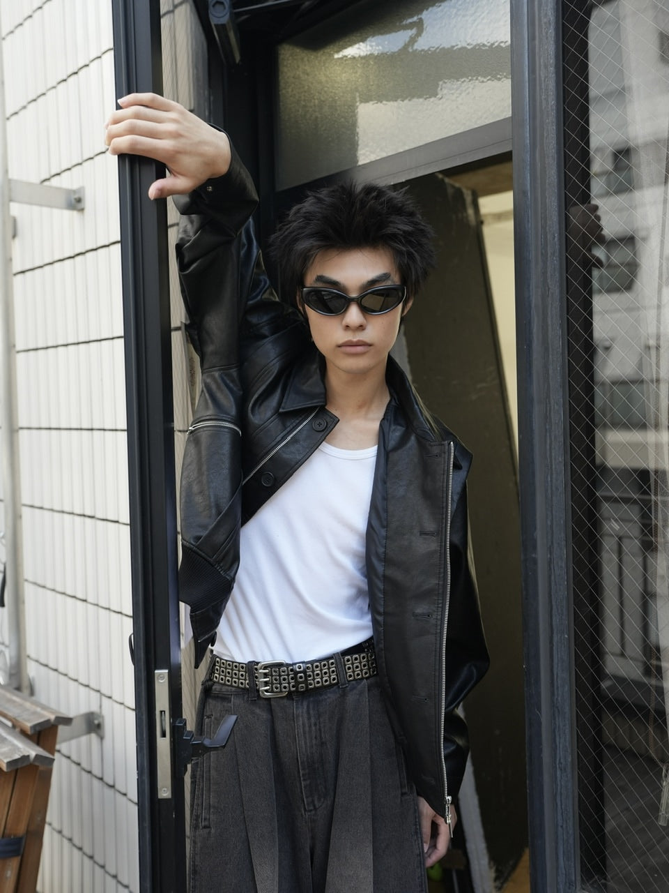 【CS】multi vegan leather blouson (black)
