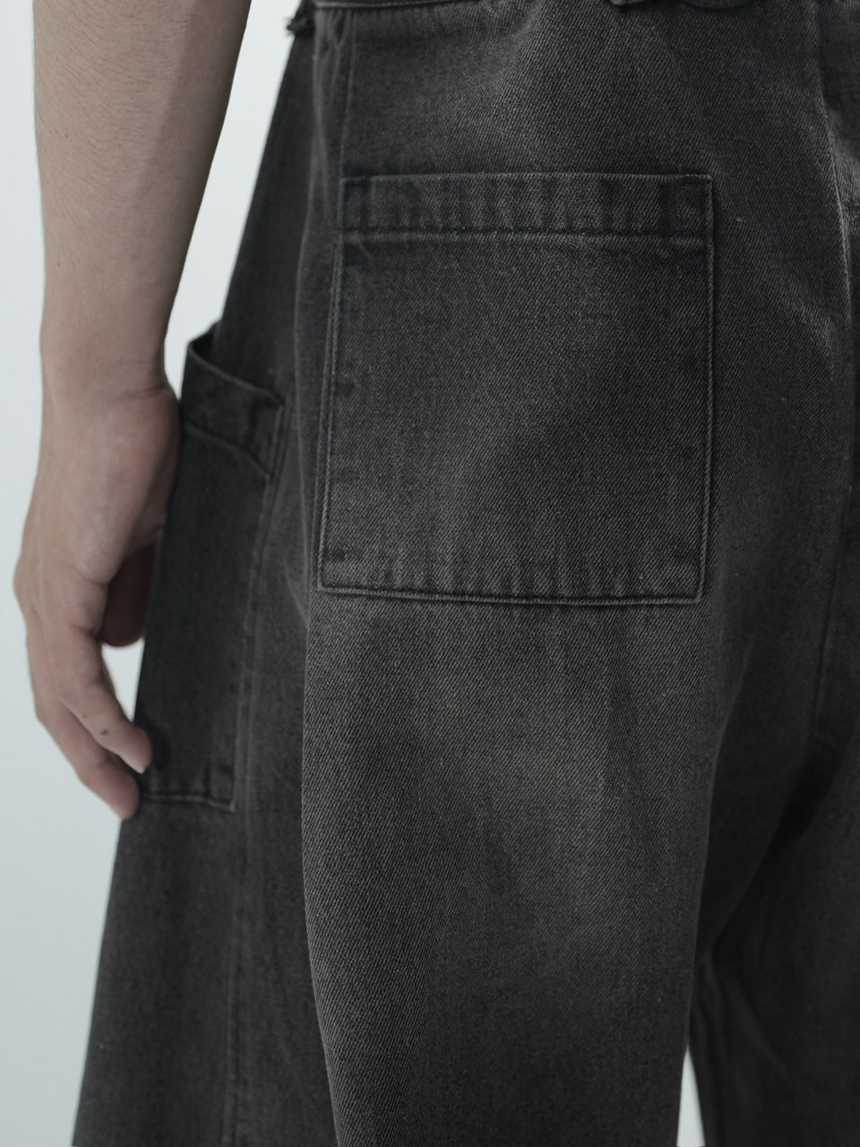 【CS】side tuck drape denim pants (dark brown)