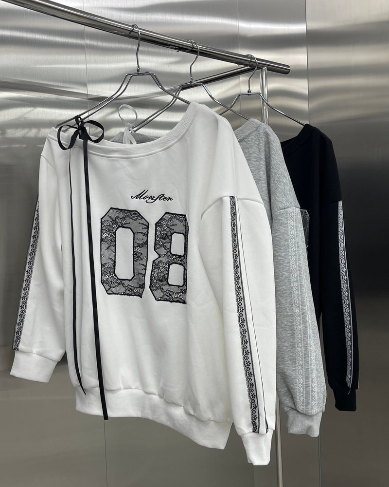 【nmtc +】lace design number sweat onepiece (3color)
