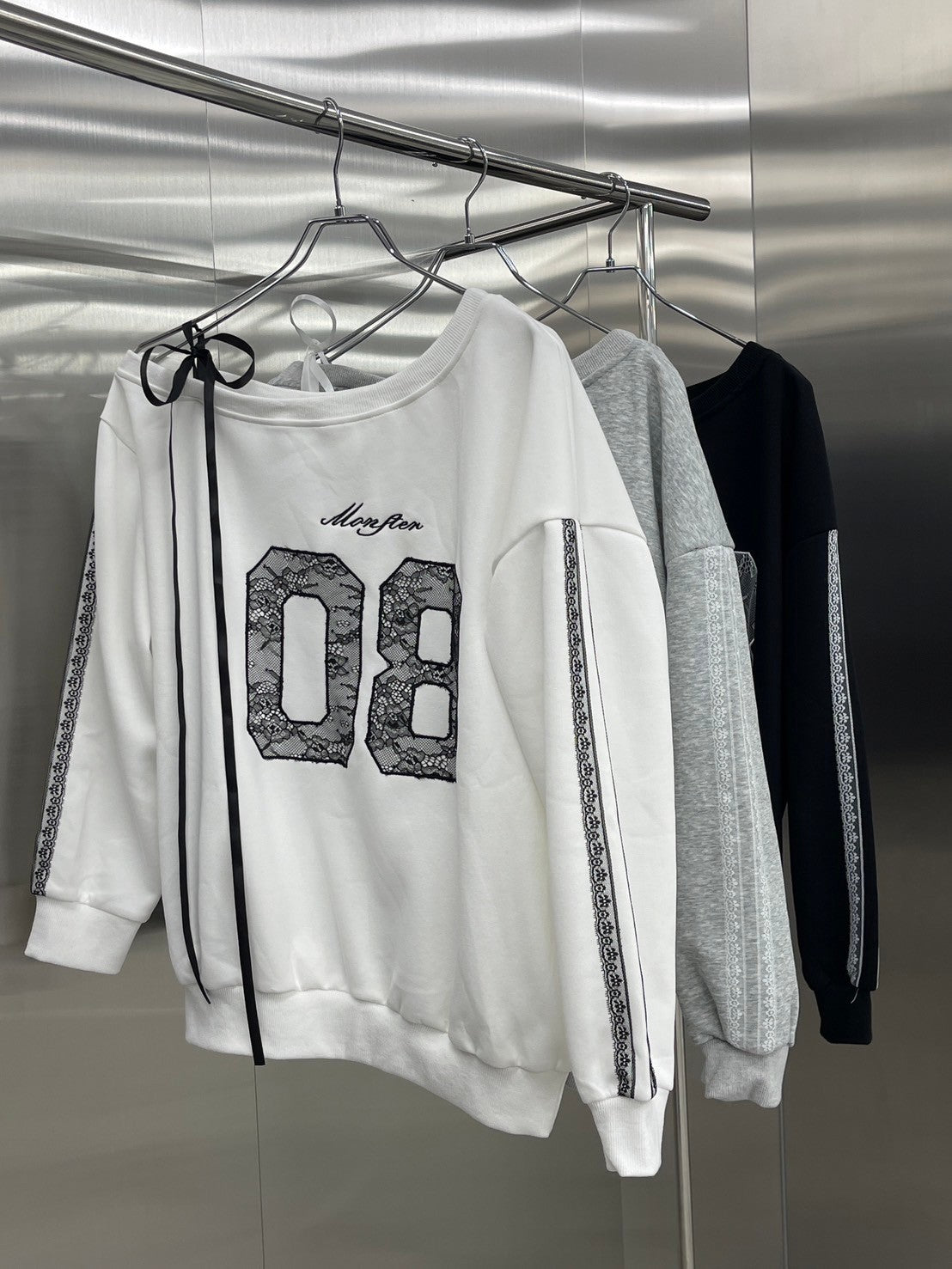 【nmtc +】lace design number sweat onepiece (3color)