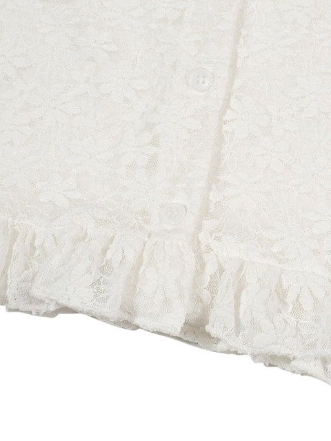 【Uglyshadow】LACE FRILL CARDIGAN / 【アグリーシャドウ】レースフリル長袖カーディガン