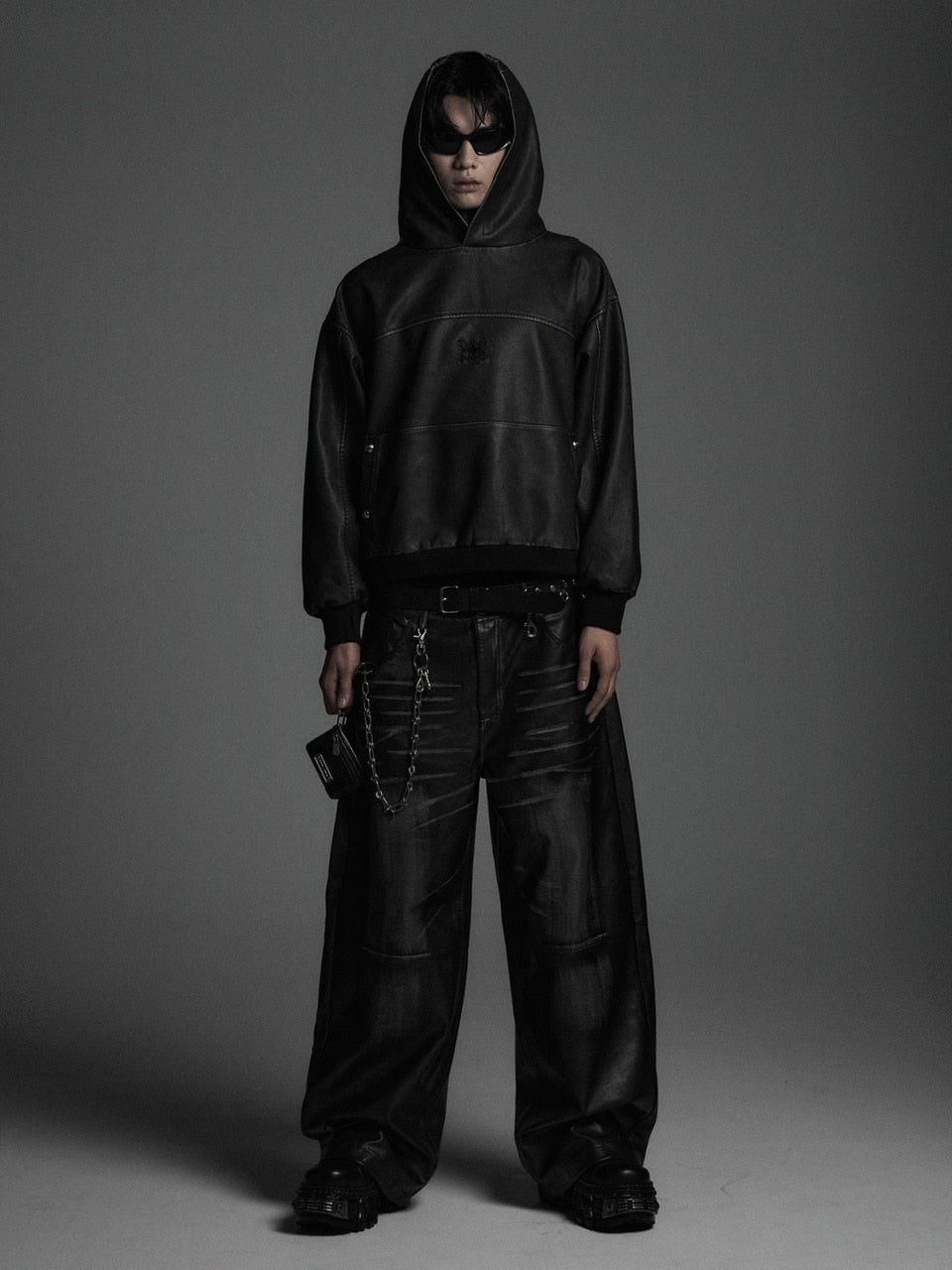 Rosen Kreuz】VINTAGE LEATHER SHIRRING HOODIE – PRESSING WEB SHOP