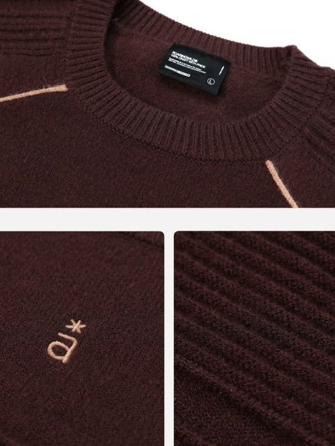 【ARCH by ROARINGWILD】Pattern Contrasting Decorative Thread Wool Sweater
