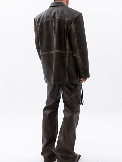 【ESC STUDIO】washing leather 4 buttons blazer