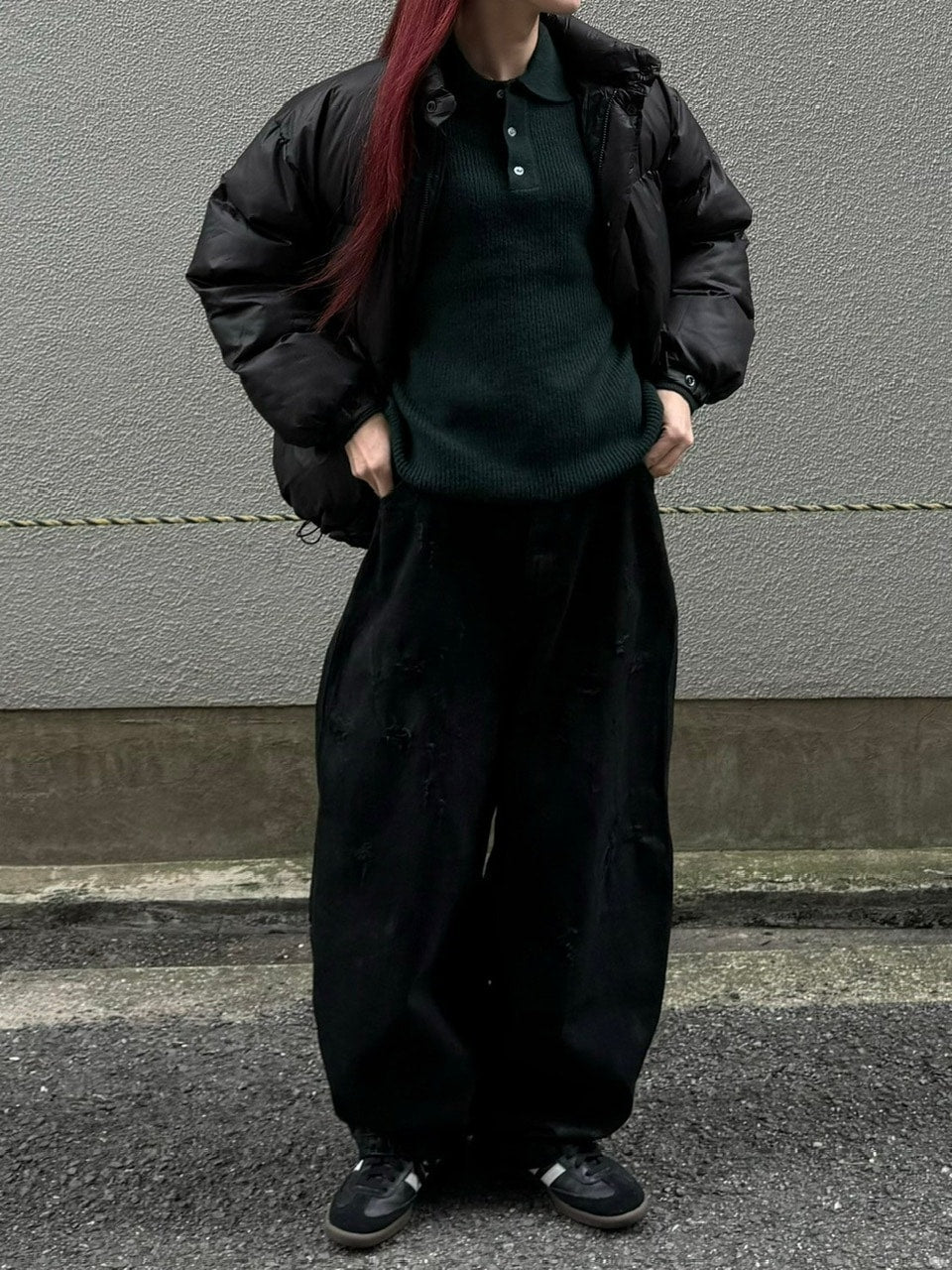 受注制【Chikashitsu +】wool touch lib knit polo (4color) / 【チカシツプラス】ウールタッチリブ長袖ニット