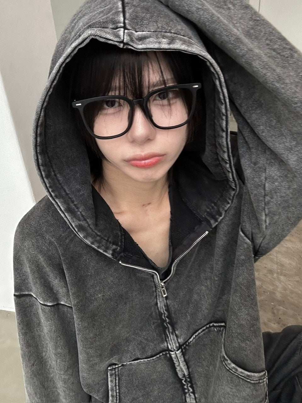 国際配送【LUV CODE】pigment zip up hoodie