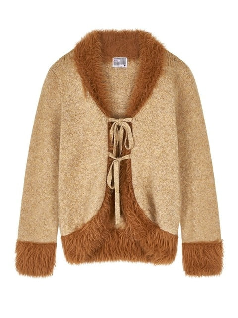 【YOUTHBATH】Fur collar cardigan
