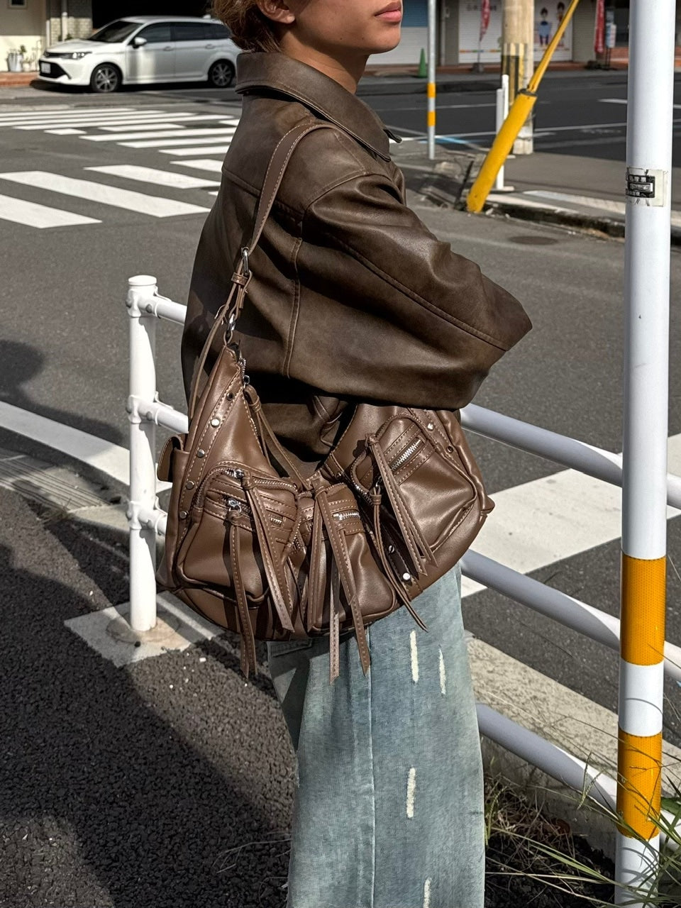 国際配送【RENOL】rivet leather bag