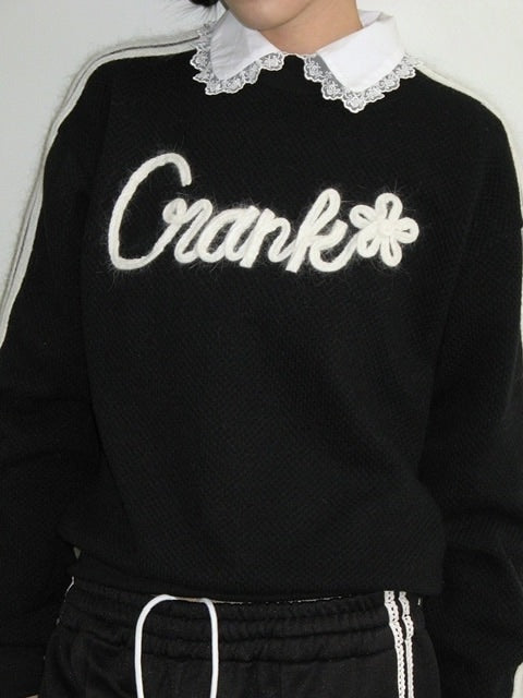 【CRANK】ANGORA LINE FLOWER KNITWNAR / 【クランク】アンゴララインフラワーロゴ長袖ニット