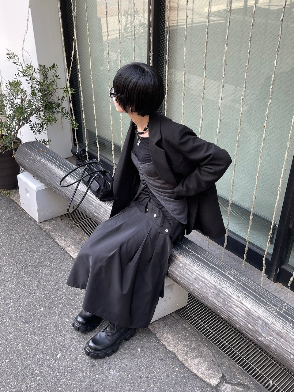 受注制【oaks】studs design pleats midi skirt