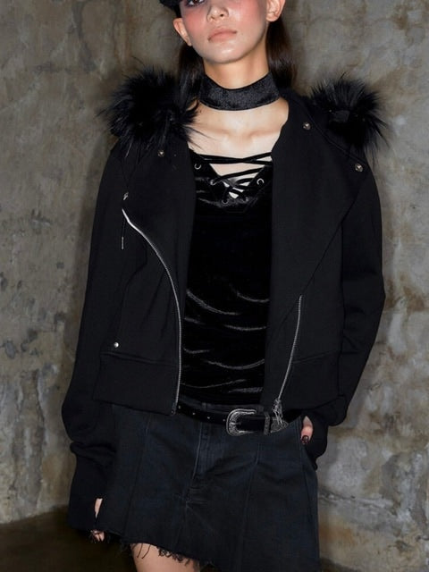 12/20 20:00発売【NOT KNOWING】RIDER FUR HOOD ZIP UP /【ノットノーイング】ライダーファーフードジップアップスウェット