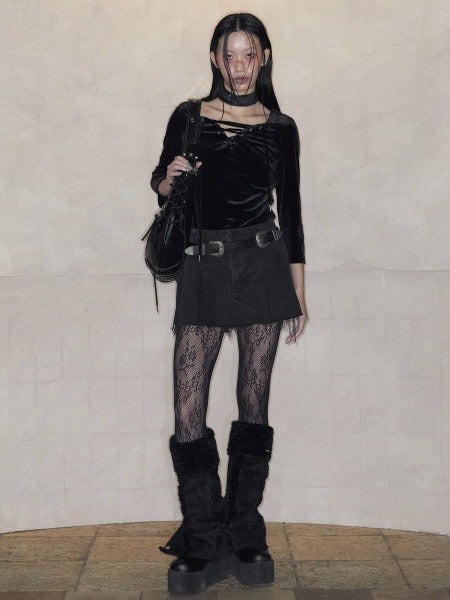 【NOT KNOWING】MOUTON SNAP LEG-WARMER