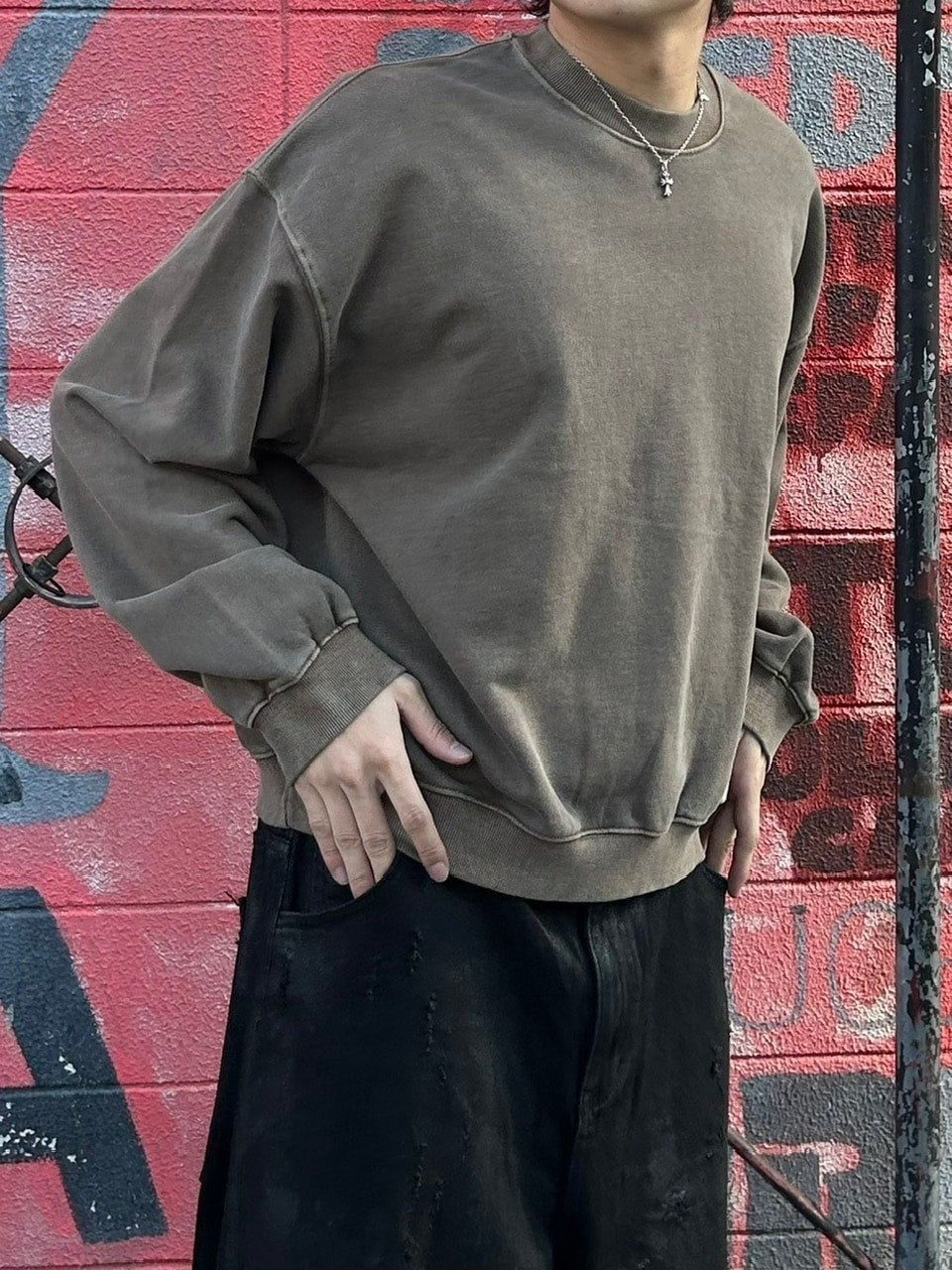 受注制【Chikashitsu +】cropped washing sweat (4color) / 【チカシツプラス】ウォッシングクロップ長袖スウェットシャツ