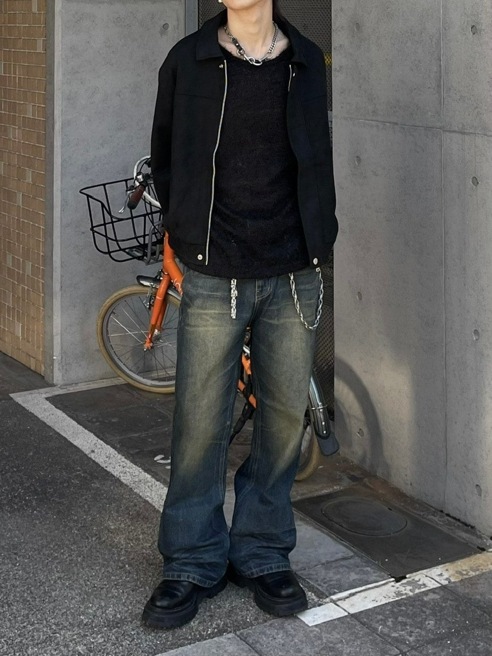 受注制【Chikashitsu +】phantom flare denim pants (2color) / 【チカシツプラス】フレアデニムパンツ