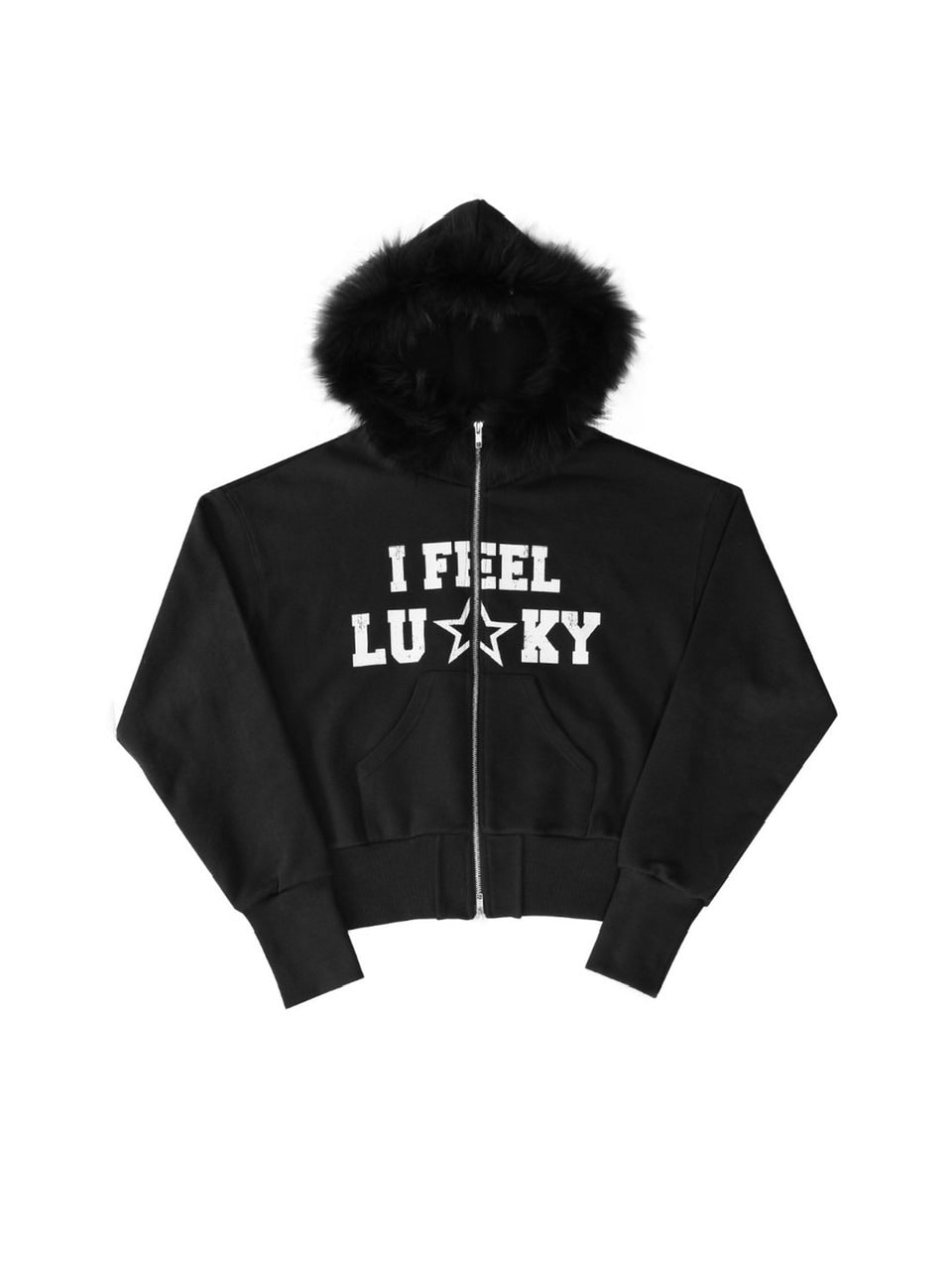 【IFEELLUCKY】Lucky fur hood zip up / 【アイフィールラッキー】ラッキーファーフードジップアップパーカー