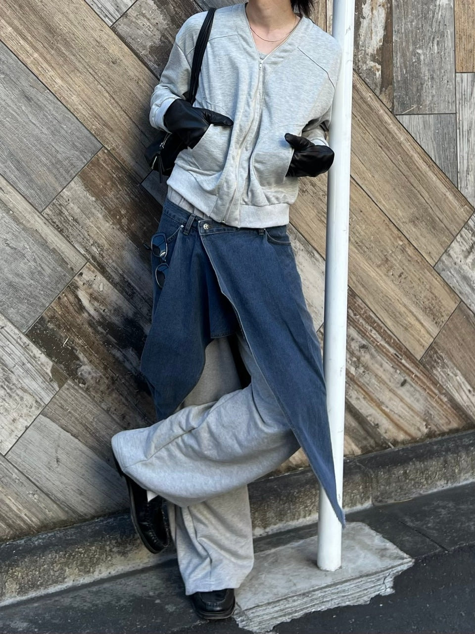 受注制【Chikashitsu +】wrapping design denim skirt (2color)