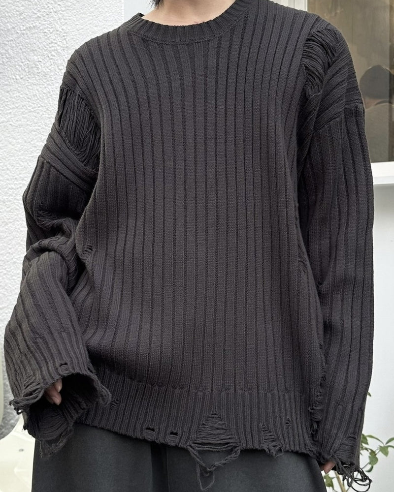【LUV CODE】oversized damage knit (3color)