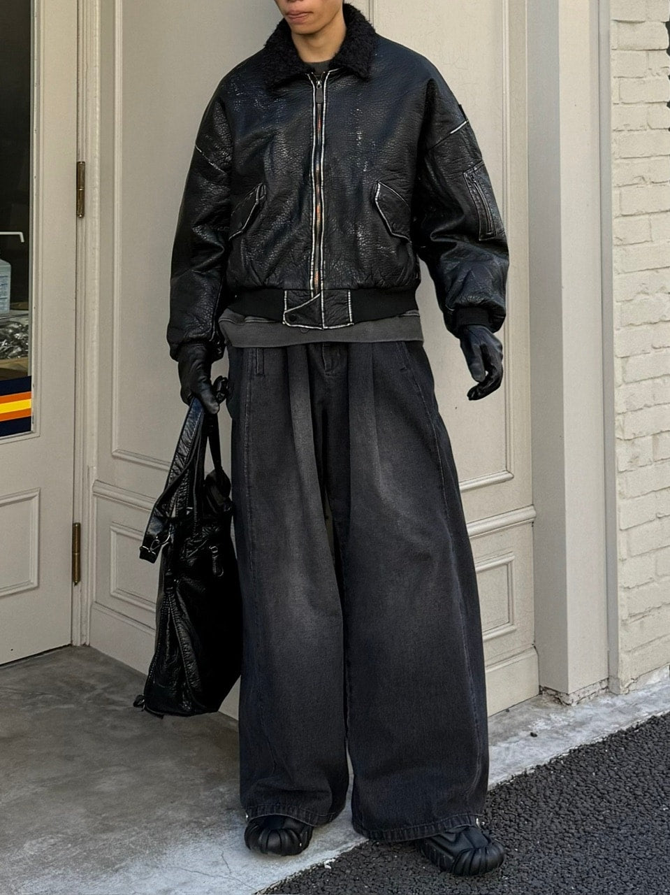 受注制【Chikashitsu +】antique like eco leather tote bag / 【チカシツプラス】アンティーク風エコレザートートバッグ