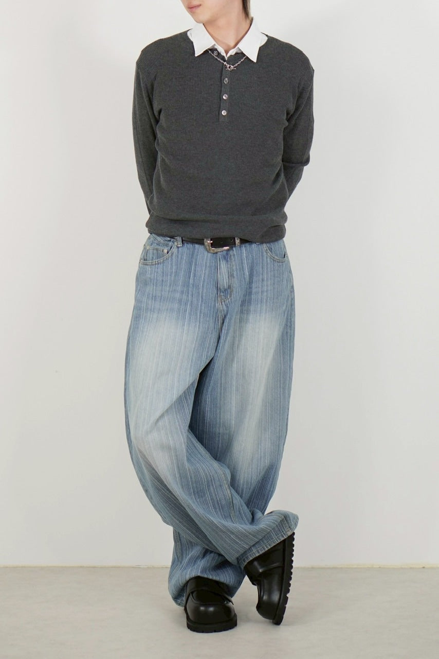 【Chikashitsu +】henry neck long sleeve knit (4color)