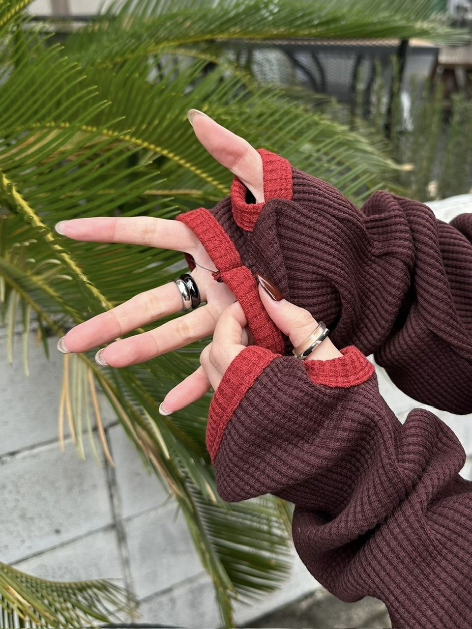 受注制【youll】henry neck waffle long tee (2color)