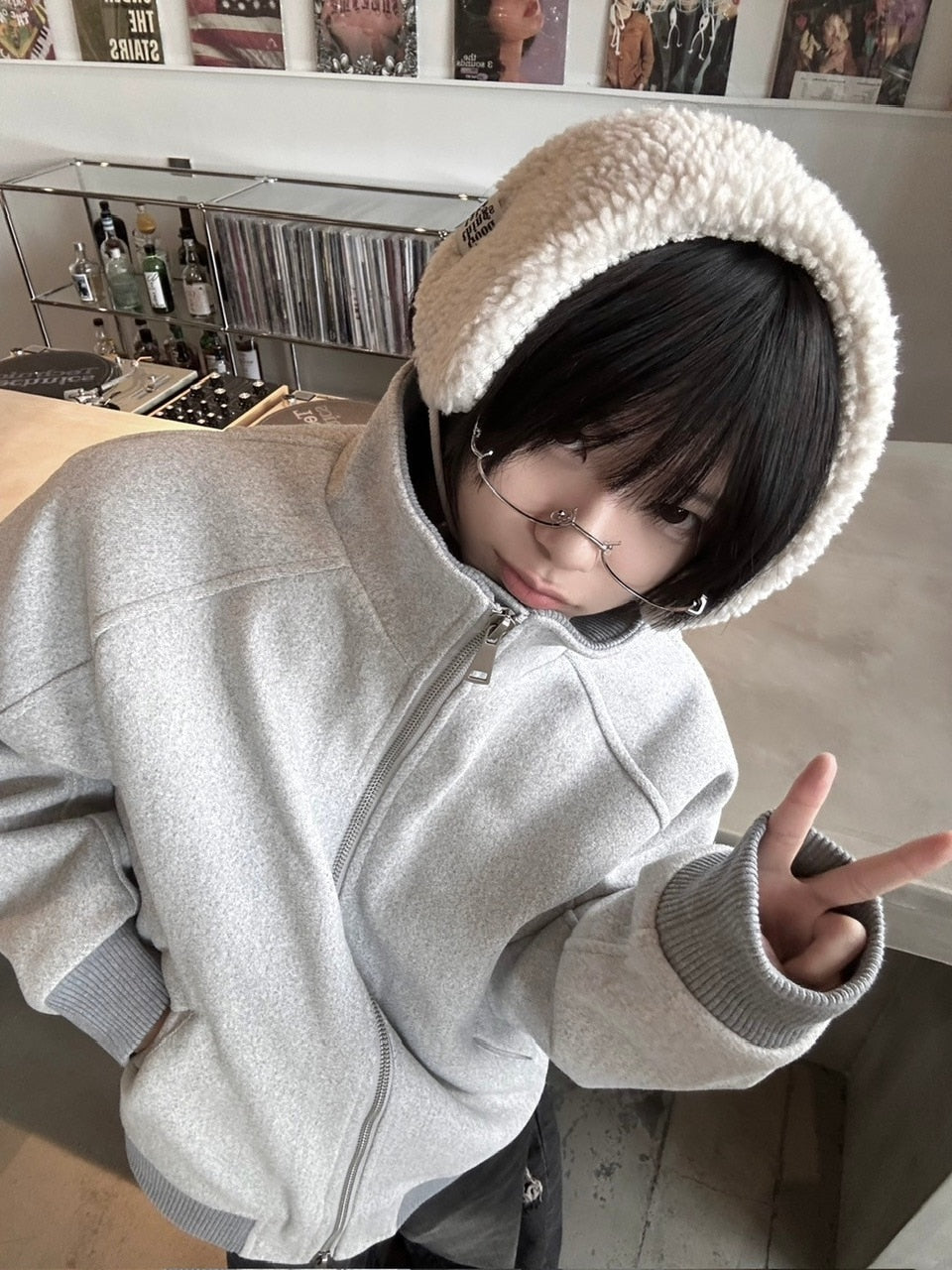 国際配送【LUV CODE】high neck zip up sweat jacket (2color)