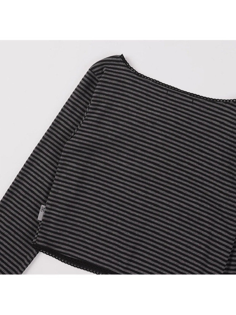 【FANCY CLUB】LACE STRIPE BASIC CARDIGAN