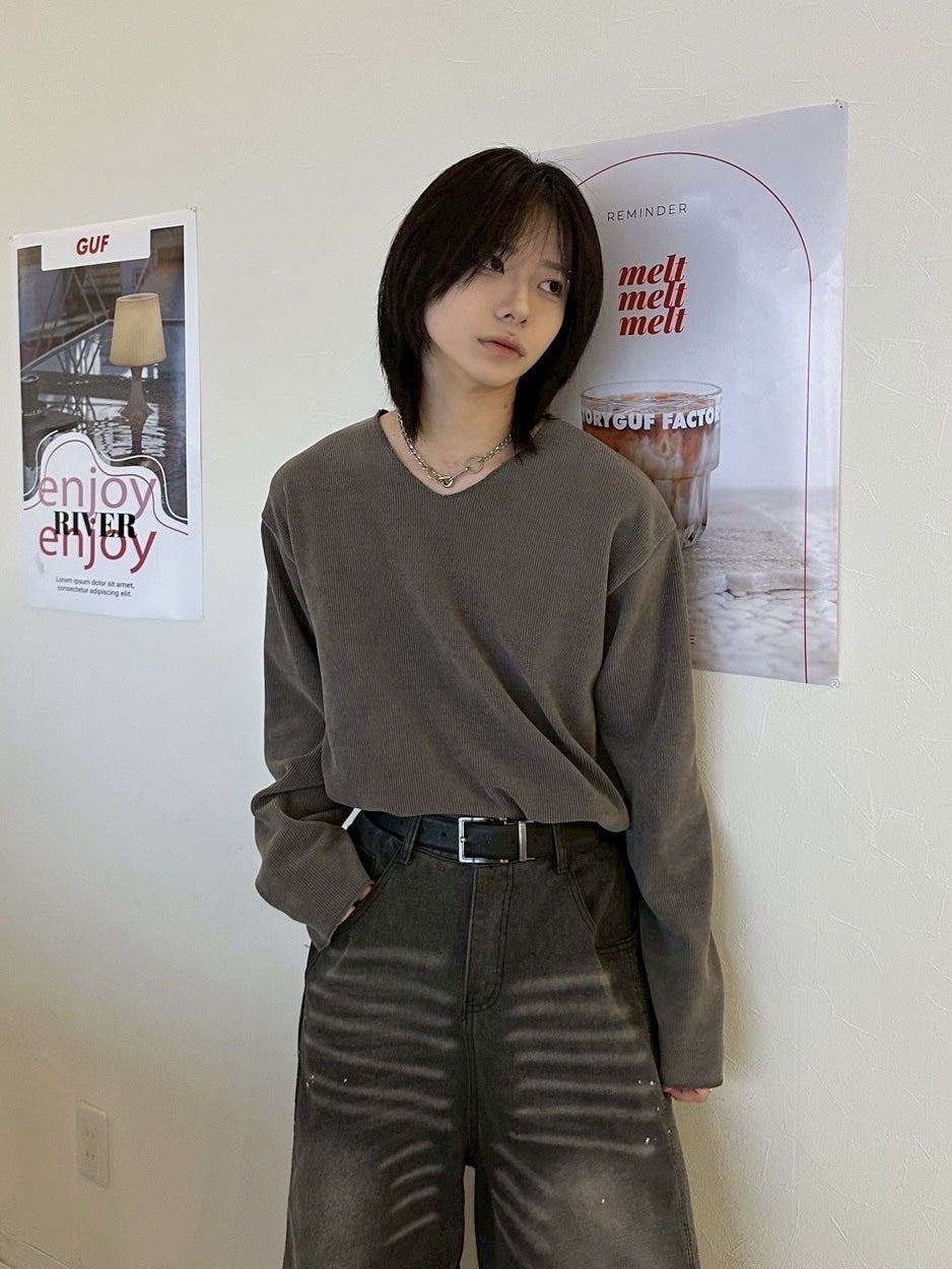 【LUV CODE】v neck rib knit (3color)