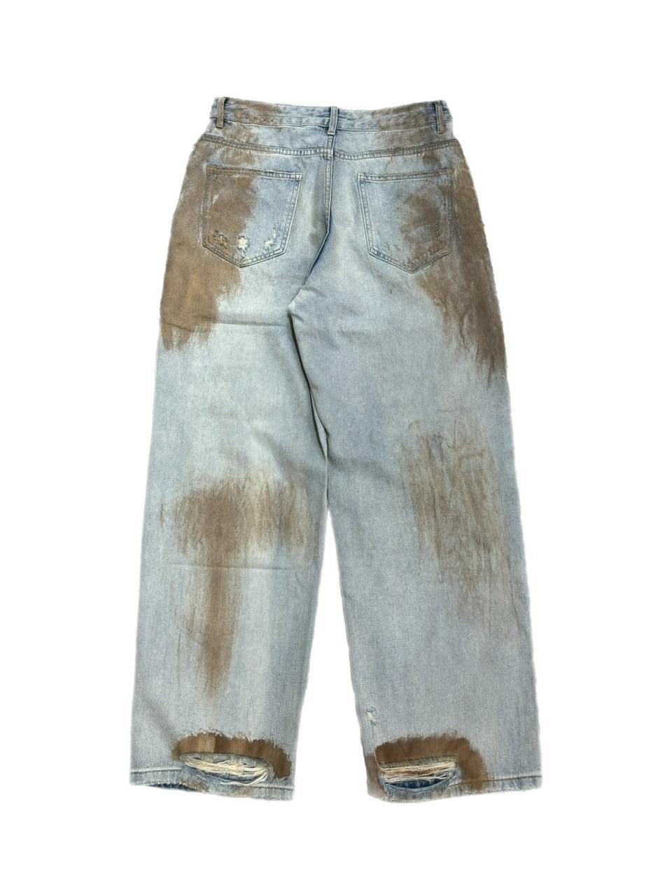 受注制【Chikashitsu +】bloody wash damage denim pants / 【チカシツプラス】ウォッシングダメージデニムパンツ