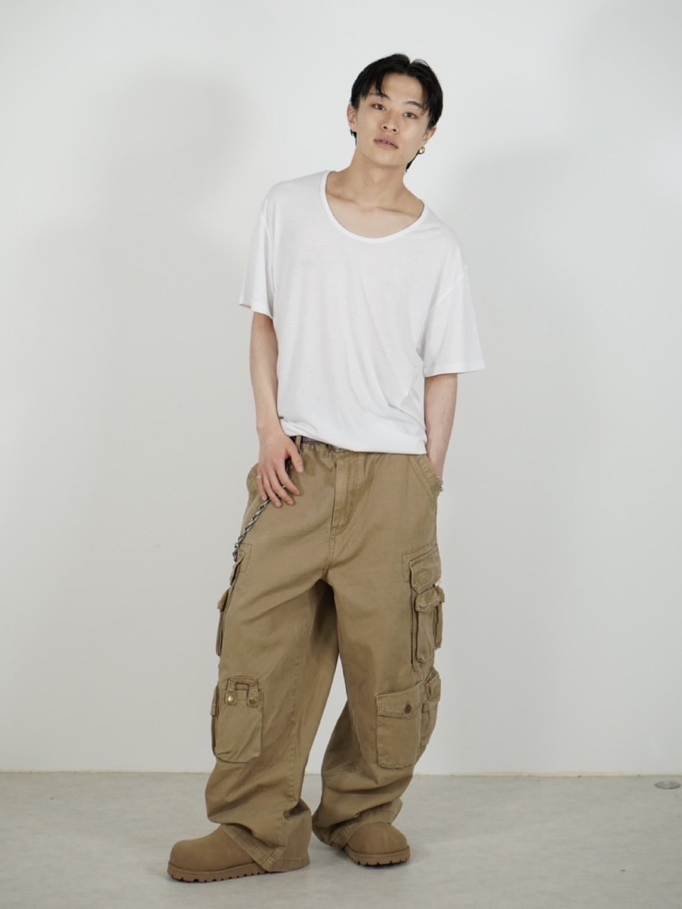 大阪店WEB限定受注制【Chikashitsu +】multi pocket cargo pants (2color)