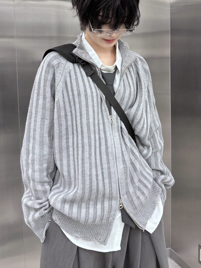 受注制【nmtc +】damage zip up knit (3color)