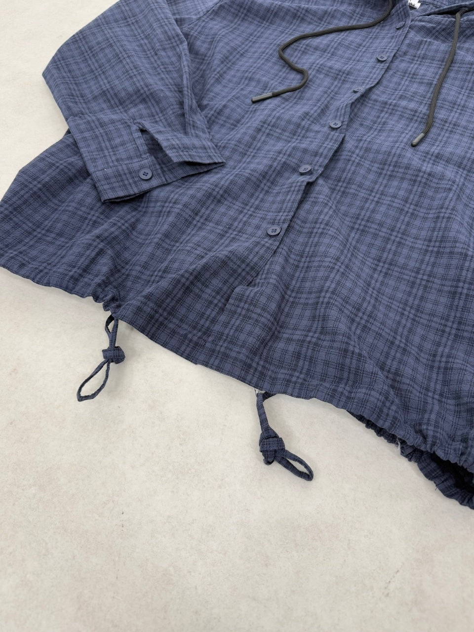 国際配送【Nerd out XU】blue check hoodie shirt