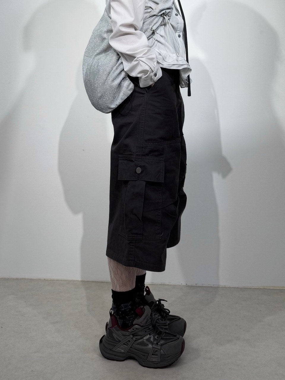 国際配送【Nerd out XU】tuck cargo half pants