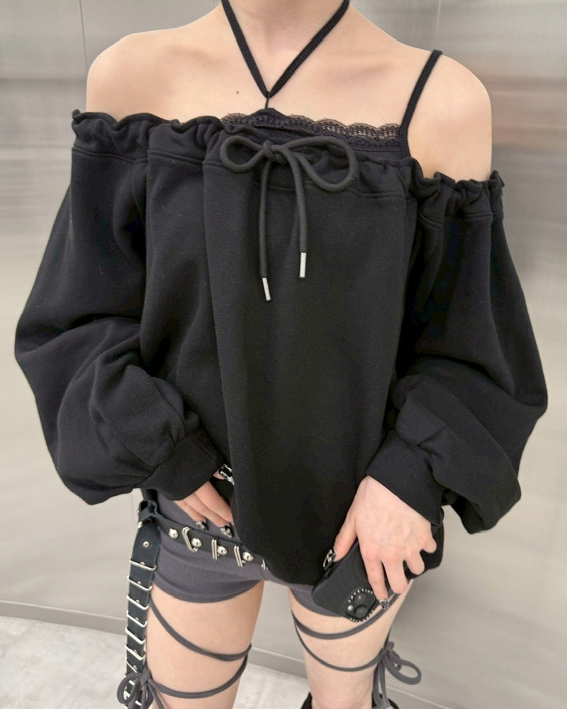 受注制【nmtc +】gather off shoulder sweat (2color)