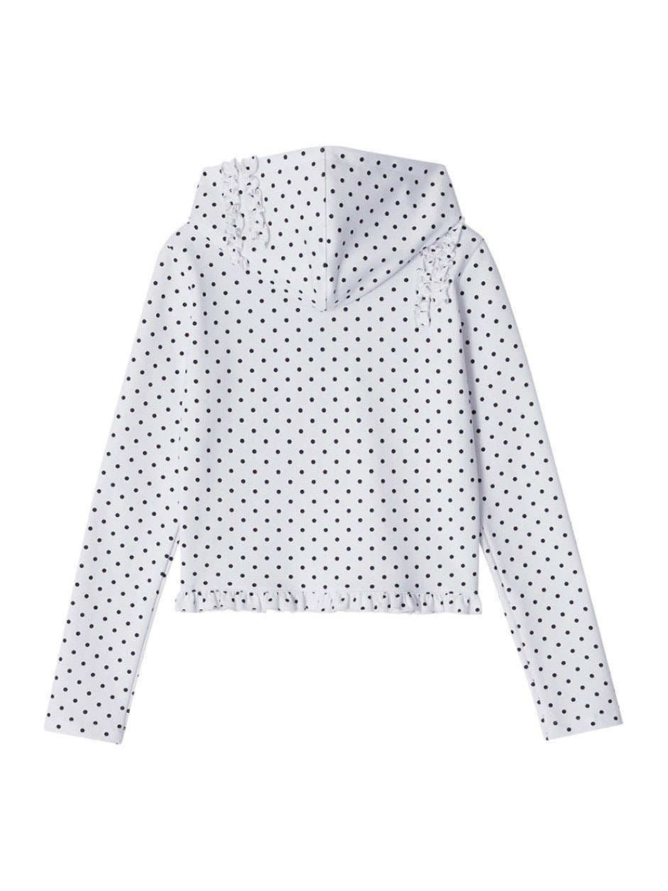 【CRANK】DOT FRILL HOODIE / 【クランク】ドットフリルフード付き長袖Tシャツ