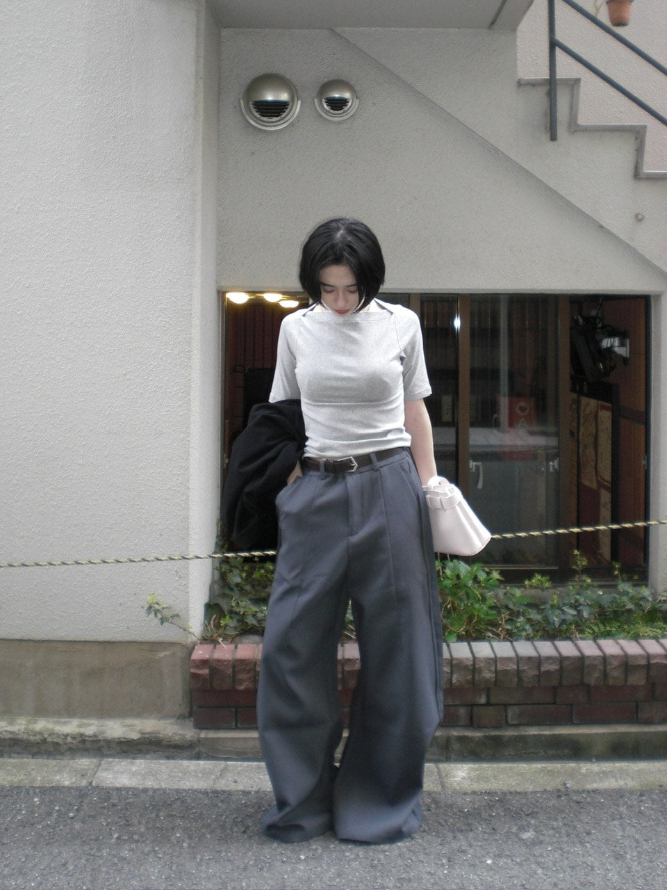 受注制【Chikashitsu +】side design wide slacks (2color)