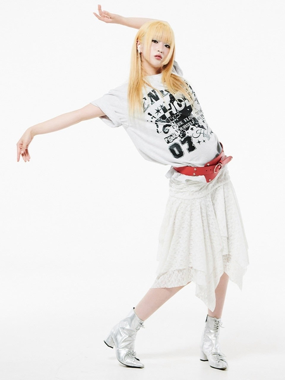 【HOLY NUMBER 7】OVERSIZED HIP HOP FIT STAR GRAPHIC T-SHIRT