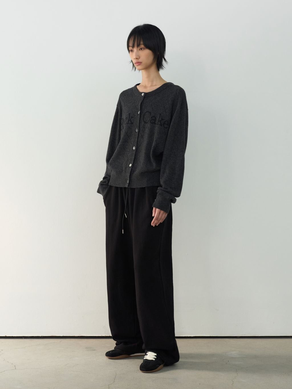 【ROCK CAKE】Argyle Punching Knit Cardigan